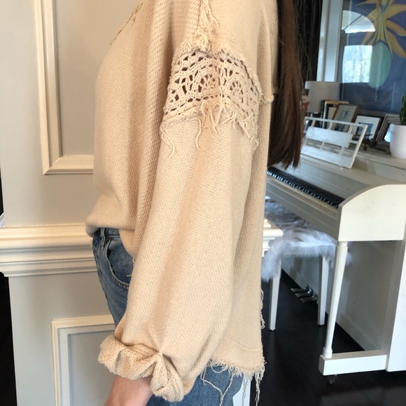 Free People cream sweater with crochet detail - Picture 2 of 5